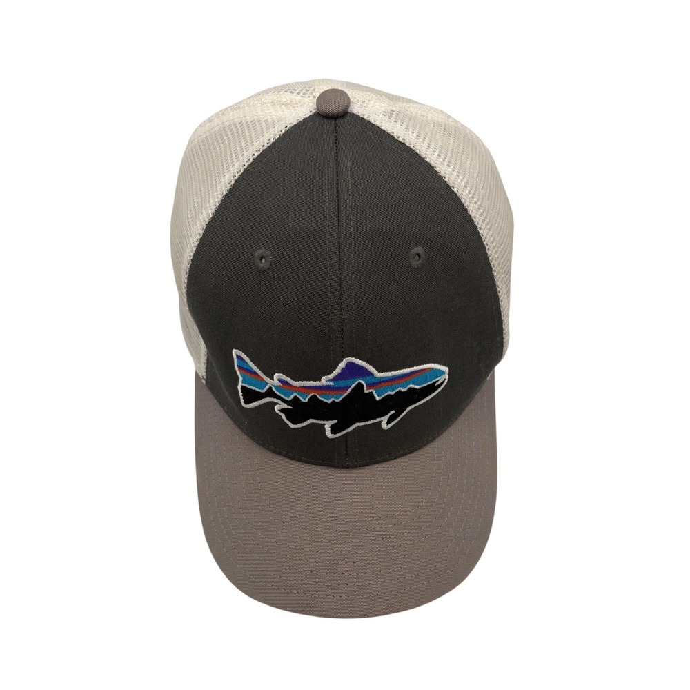 Patagonia Trucker Hat Mens OSFA Grey Excellent Fitz Roy Trout Mesh Snapback